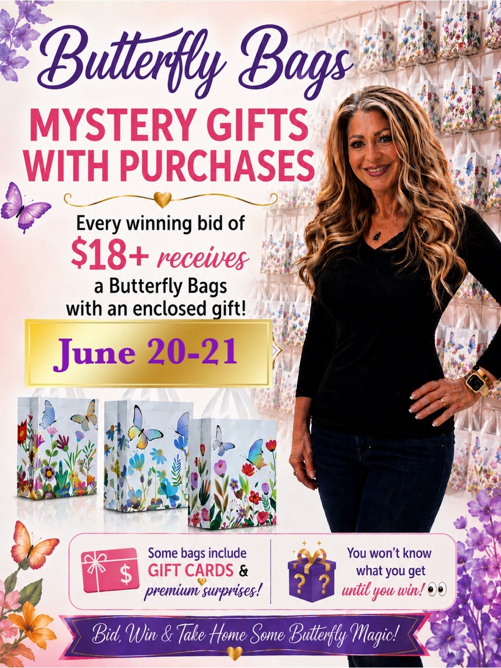 Unlisted Item by E: June 20-21 Butterfly Bags of PRIZES (gift cards & MORE!) 🎁